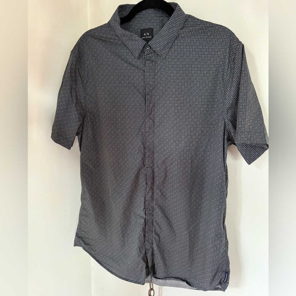 NWOT Armani Exchange Black Patterned Button Down Shirt Size XL